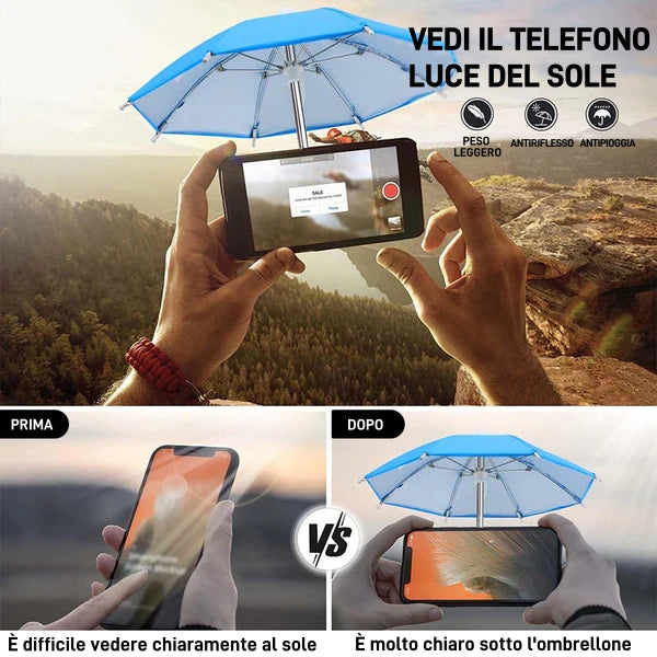OMBRELLONE PER TELEFONO CON VENTOSA PER IL SOLE