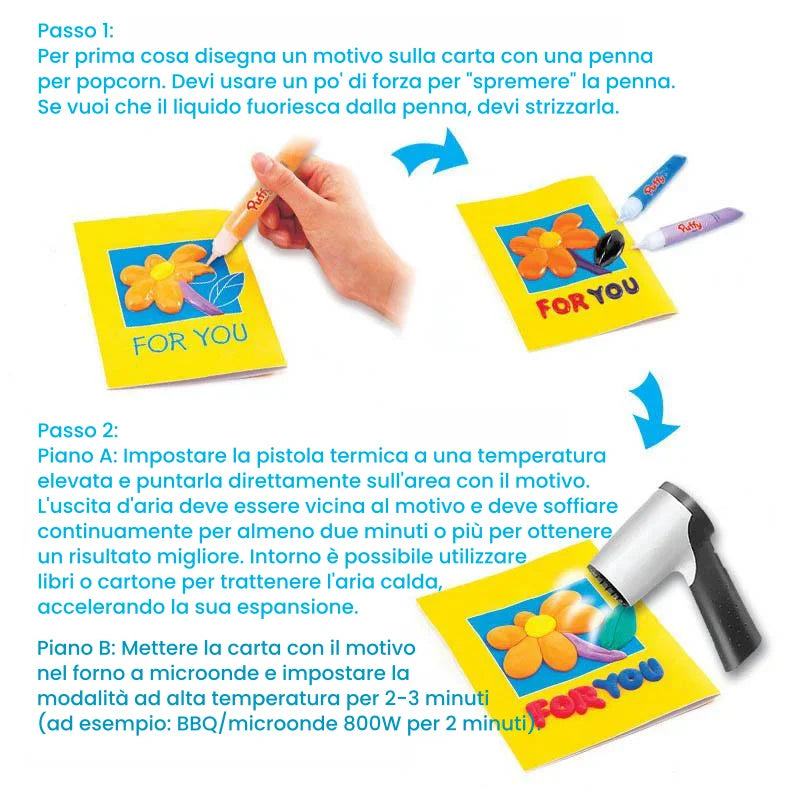 Pennarelli per disegnare popcorn a bolle fai da te (6 pezzi/set)