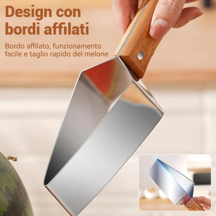 Affetta anguria a tre lame con manico in legno