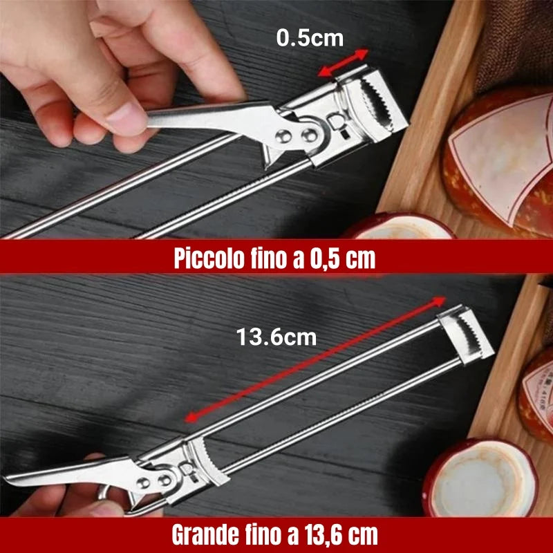 Apriscatole regolabile in acciaio inossidabile