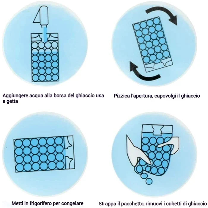 Sacchetto per cubetti di ghiaccio autosigillante portatile monouso (10 pezzi)