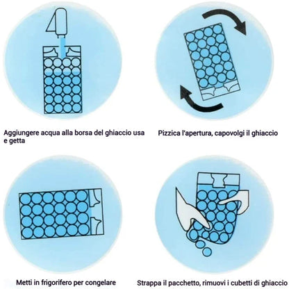 Sacchetto per cubetti di ghiaccio autosigillante portatile monouso (10 pezzi)