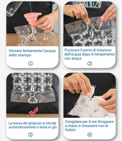 Sacchetto per cubetti di ghiaccio autosigillante portatile monouso (10 pezzi)