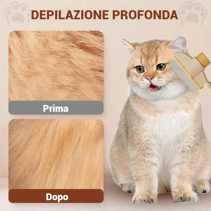Spazzola per animali con pettine antipulci autopulente