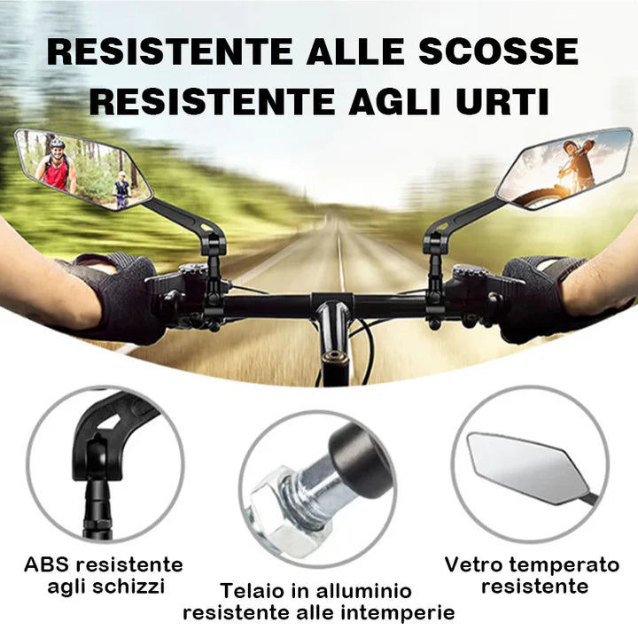 Specchietto retrovisore girevole e regolabile a 360° per bicicletta