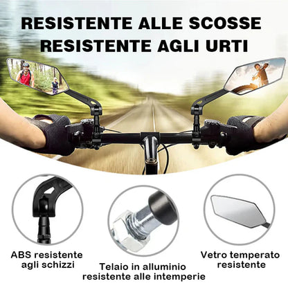 Specchietto retrovisore girevole e regolabile a 360° per bicicletta