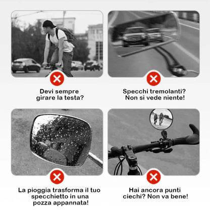 Specchietto retrovisore girevole e regolabile a 360° per bicicletta