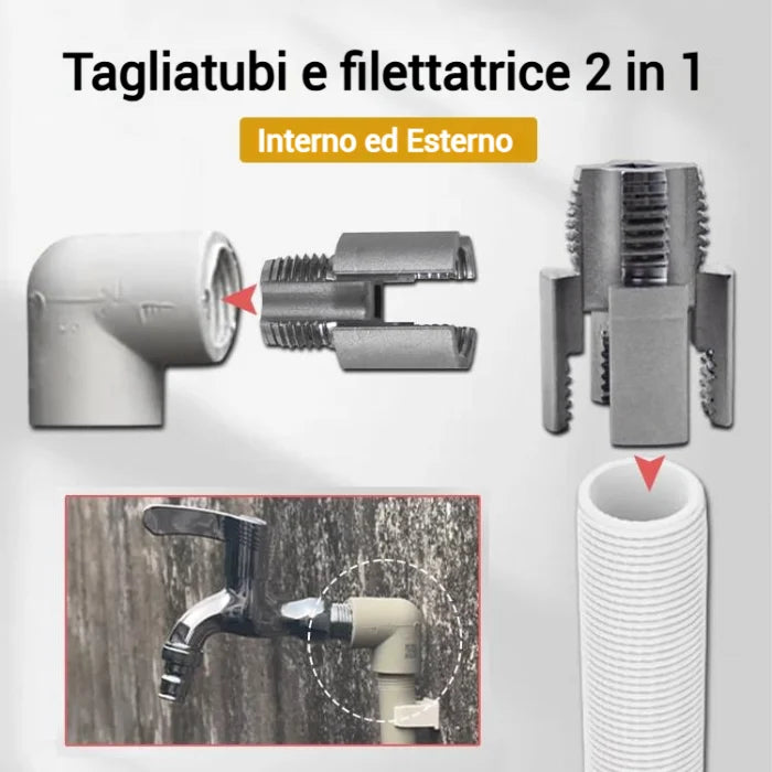 Utensile Integrato per Filettatura Interna ed Esterna di Tubi