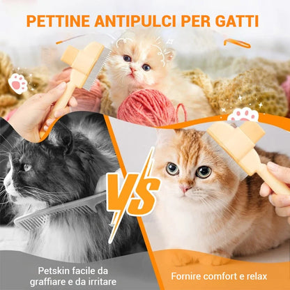 Spazzola per animali con pettine antipulci autopulente