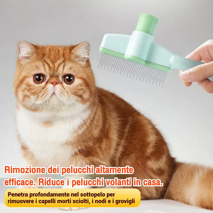 Spazzola per animali con pettine antipulci autopulente