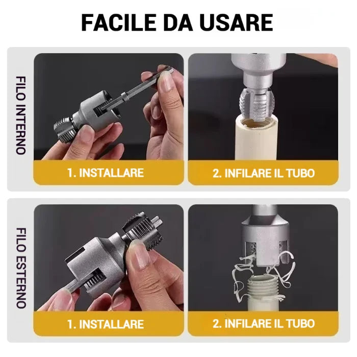 Utensile Integrato per Filettatura Interna ed Esterna di Tubi