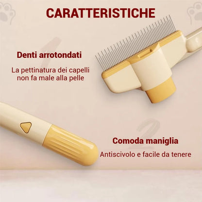 Spazzola per animali con pettine antipulci autopulente