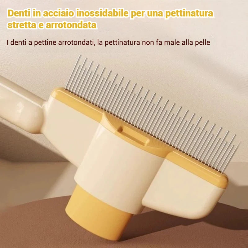 Spazzola per animali con pettine antipulci autopulente
