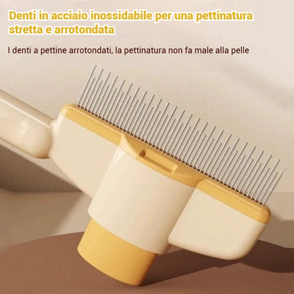 Spazzola per animali con pettine antipulci autopulente